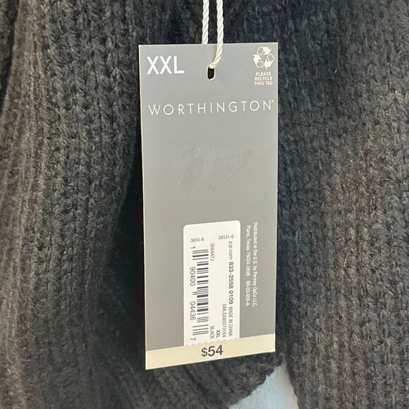 WORTHINGTON Womens Sweater XXL Crew Neck Long Sleeve Pullover Black NEW - Picture 11 of 15
